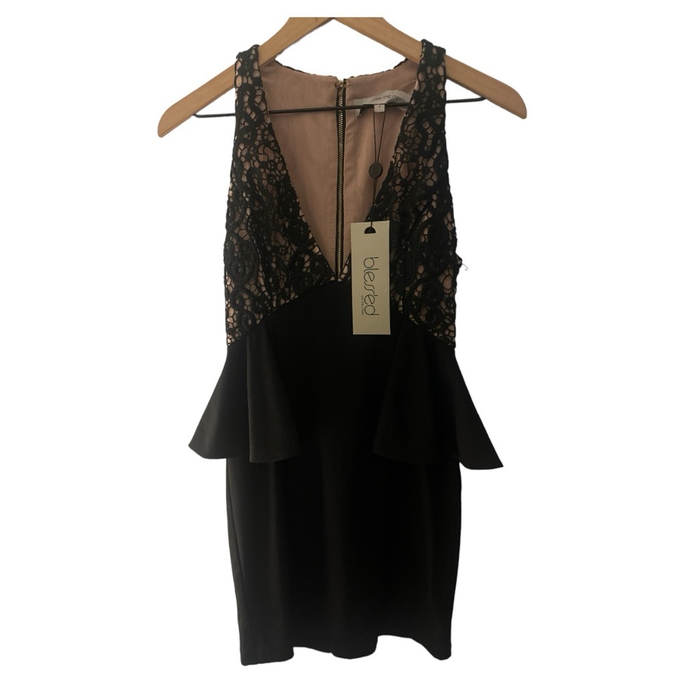 Blessed Are The Meek Lace Peplum Party Dress Sleeveless Black Size 1 - Picture 2 of 14